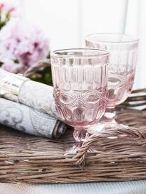 Verres à vin avec embossage décoratif Solange, 6 pièces, Transparent, rose