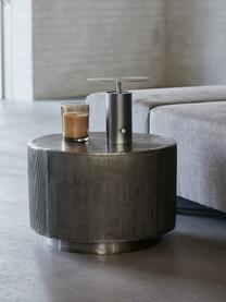 Okrągły stolik kawowy z ryflowanym frontem Rota, Aluminium powlekane, płyta pilśniowa średniej gęstości (MDF), Odcienie srebrnego, Ø 50 cm