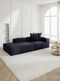 Ottomane-Modul Lennon, Bezug: 100 % Polyester Der strap, Gestell: Massives Kiefernholz FSC-, Füße: Kunststoff, Webstoff Dunkelblau, B 150 x T 123 cm, Rückenlehne rechts
