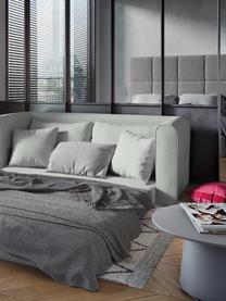 Slaapbank Lido (2-zits), Bekleding: polyester met linnengevoe, Frame: massief grenen, spaanplaa, Poten: kunststof, Polyester lichtblauw, zwart, B 158 x D 69 cm