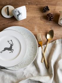 Espressokop en schotel for you Gourmet Grey Deer, 2-delig, Porselein, Fine Bone China, Grijs, wit, 60 ml