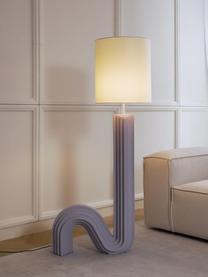 Design vloerlamp Luomo, Lampenkap: linnen, Lampvoet: kunsthars, gelakt, Wit, lila, B 72 x H 153 cm