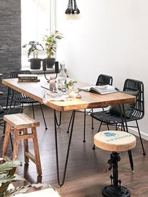 Mesa de comedor Edgar, tablero de madera maciza, Tablero: madera de acacia, Patas: metal, Madera de acacia, negro, An 175 x F 90 cm