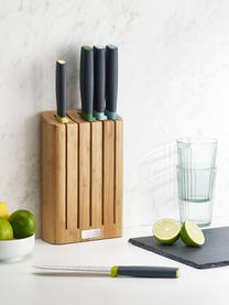 Messerblock Elevate Slim mit 5 Messern, Messer: Edelstahl, Griff: Polypropylen, Thermoplast, Hellbraun, Schwarz, Bunt, Verschiedene Größen