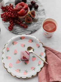 Assiettes en papier Strawberry, 8 pièces, Blanc, rose, vert