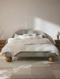 Čalúnená posteľ z dubového dreva Rena, Svetlosivá, dubové drevo, Š 140 x D 200 cm