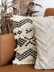 Kissenhülle Paco mit dekorativer Verzierung, 80% Baumwolle, 20% Wolle, Schwarz, B 45 x L 45 cm
