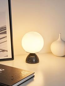 Kleine Tischlampe Shining Pearl mit Marmorfuß, Lampenschirm: Opalglas, Lampenfuß: Marmor, Schwarz, Weiß, Ø 15 x H 21 cm