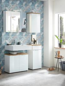 Badkamer wandkast Julian, B 39 cm, Frame: spaanplaat, melamine geco, Wit, houtkleurig, B 39 cm x H 69 cm