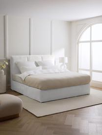 Boxspringbed Oberon, Matras: 5-zones pocketvering, Poten: kunststof, Geweven stof lichtbeige, B 160 x L 200 cm, hardheidsgraad H3