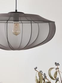 Hanglamp Beau van netstof, Lampenkap: textiel, Baldakijn: gepoedercoat metaal, Grijs, B 60 x H 29 cm