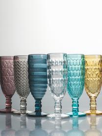 Champagneglazen Geometrie met structuurpatroon, 6-delig, Glas, Meerkleurig, Ø 6 x H 18 cm, 160 ml