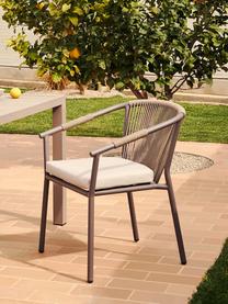 Chaise de jardin à accoudoirs Lay, Tissu beige, brun, larg. 63 x prof. 59 cm