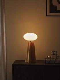 Lampa stołowa z drewna jesionowego Aino, Jasne drewno naturalne, biały, Ø 23 x W 48 cm