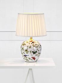 Keramik-Tischlampe Mansion, Lampenschirm: Textil, Lampenfuß: Keramik, Weiß, Bunt, Ø 31 x H 45 cm