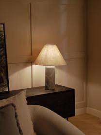 Grosse Tischlampe Gia mit Marmorfuss, Lampenschirm: 50% Leinen, 50% Polyester, Beige, Dunkelgrau, marmoriert, Ø 46 x H 60 cm