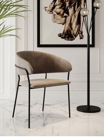 Chaises rembourrées en velours Belle, 2 pièces, Velours brun clair, cadre noir, larg. 57 x prof. 54 cm