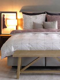 Obojstranná posteľná bielizeň z bavlny s grafickým vzorom Marla, Staroružová, biela, 135 x 200 cm + 1 vankúš 80 x 80 cm
