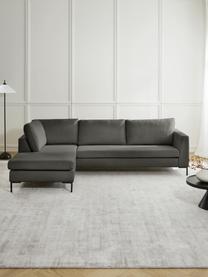 Sofá rinconera Luna, Tapizado: 100% poliéster Alta resis, Estructura: madera de haya, Patas: metal galvanizado, Tejido gris oscuro, An 280 x F 184 cm, chaise longue izquierda