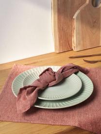 Keramik-Dessertteller Itziar mit Rillenstruktur, 2 Stück, Keramik, Hellgrün, Ø 20 x H 2 cm