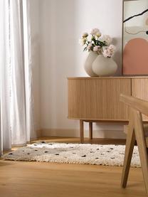 Passatoia a pelo lungo soffice taftata a mano Ayana, Retro: 100% cotone Il materiale , Beige e nero, a pois, Larg. 80 x Lung. 200 cm