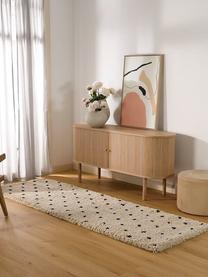 Passatoia a pelo lungo soffice taftata a mano Ayana, Retro: 100% cotone Il materiale , Beige e nero, a pois, Larg. 80 x Lung. 200 cm