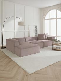 Sofá rinconera modular de pana Lennon, Tapizado: pana (92% poliéster, 8% p, Estructura: madera de pino maciza, ma, Patas: plástico, Pana gris pardo, An 327 x F 180 cm, chaise longue izquierda