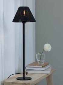 Lámpara de mesa grande de mimbre Corda, Pantalla: malla de papel, Estructura: metal recubierto, Cable: plástico, Negro, Ø 20 x Al 62 cm