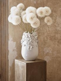 Vaso con decoro 3D Daphne, Gres laccato, Bianco, Ø 23 x Alt. 35 cm