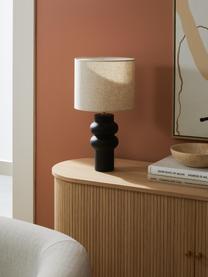 Grande lampe à poser en céramique Christine, Beige, noir, Ø 28 x haut. 53 cm