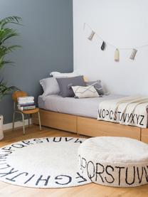 Runder Teppich ABC mit Buchstaben Design, Recycelte Baumwolle (80% Baumwolle, 20% andere Fasern), Beige, Schwarz, Ø 150 cm (Größe M)
