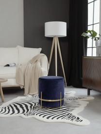 Pouf en velours Haven, Velours bleu foncé, pieds dorés, ∅ 38 x haut. 45 cm