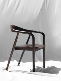 Krzesło z podłokietnikami z drewna Angelina, Drewno jesionowe lakierowane z certyfikatem FSC, sklejka lakierowana z certyfikatem FSC, Ciemne drewno jesionowe, S 57 x W 80 cm