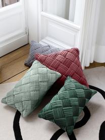Samt-Kissenhülle Sina mit Strukturmuster, Samt (100 % Baumwolle), Salbeigrün, B 30 x L 50 cm