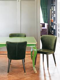 Silla de terciopelo Cleo, Tapizado: terciopelo (poliéster) 50, Patas: metal pintado, Verde oscuro, negro, dorado, An 51 x F 62 cm