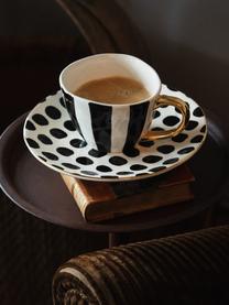 Tasses avec décor doré Doris, 6 pièces, Céramique, Blanc crème, noir, Ø 11 x haut. 8 cm, 350 ml