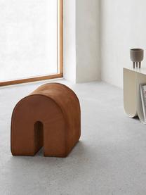 Puf de piel Curved, Tapizado: cuero nobuck, Cuero terracota, An 36 x Al 42 cm