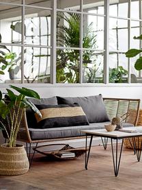 Garten-Loungesofa Mundo mit Kunststoff-Geflecht (2-Sitzer), Gestell: Metall, pulverbeschichtet, Sitzfläche: Polyethylen, Bezug: Polyester, Beige, Grau, B 175 x T 74 cm