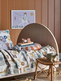 Lit enfant en bois avec support latéral amovible Charli, Contreplaqué, MDF (panneau en fibres de bois à densité moyenne), Bois clair, noir, rouge, blanc, larg. 94 x long. 204 cm