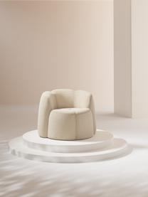 Fauteuil lounge tissu bouclé Fleur, Blanc crème, larg. 105 x prof. 95 cm
