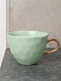 Tasse Good Morning, Steingut, Mintgrün, Goldfarben, Ø 11 x H 8 cm, 350 ml
