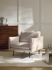 Fauteuil Moby, Bekleding: fluweel (hoogwaardig poly, Frame: massief grenenhout, FSC-g, Poten: gepoedercoat metaal, Geweven stof beige, B 90 x D 90 cm