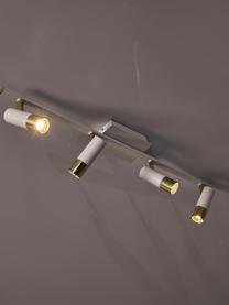 LED plafondspot Bobby-goudkleurig, Baldakijn: gepoedercoat metaal, Wit, goudkleurig, B 86 x H 13 cm