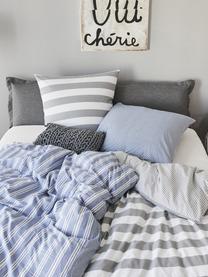 Flanelová obojstranná posteľná bielizeň Dora, Biela, sivá, pruhovaná, 240 x 220 cm + 2 vankúše 80 x 80 cm