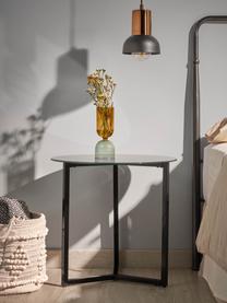 Stolik pomocniczy z czarnym szklanym blatem Raeam, Blat: szkło hartowane, barwione, Stelaż: metal lakierowany, Czarny, Ø 50 x W 50 cm