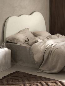 Tête de lit en tissu bouclé matelassé Wave, Tissu blanc, larg. 184 x haut. 80 cm