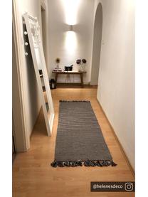 Alfombra con borlas Homer, Algodón, Blanco crudo, negro jaspeado, An 70 x L 216 cm