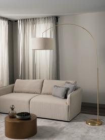 Lámpara arco grande Niels, Pantalla: lino, Cable: cubierto en tela, Beige claro, dorado, Al 218 cm