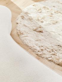 Glanzend hoogpolig vloerkleed Jimmy in ivoorkleur, rond, Bovenzijde: 100% polyester, Onderzijde: 100% katoen, Ivoorkleurig, Ø 120 cm (maat S)