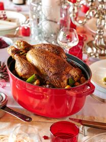 Ovale braadpan La Cocotte uit gietijzer, Geëmailleerd gietijzer, Rood, zilverkleurig, B 38 cm x H 17 cm, 5,5 L
